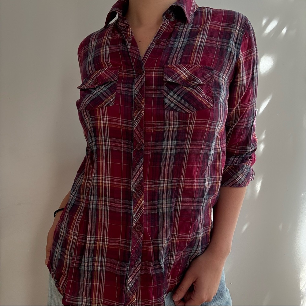Plaid Button-Up Shirt